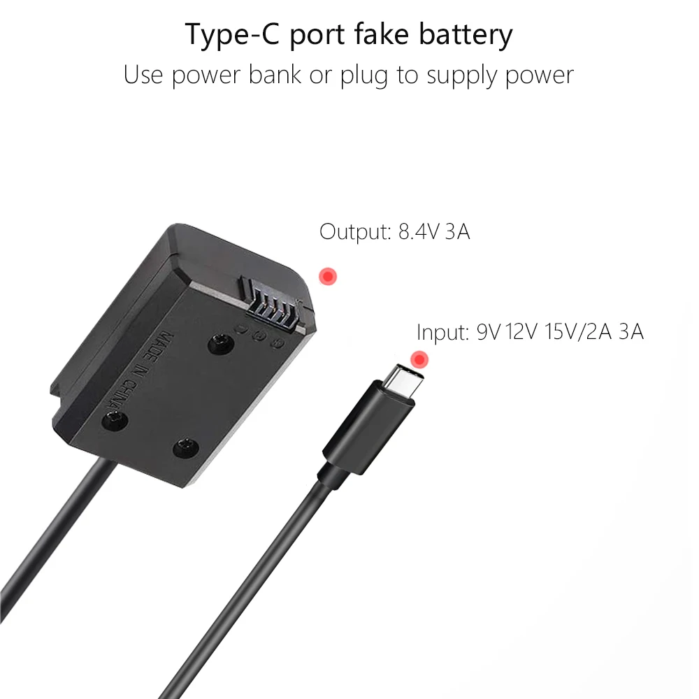 PD USB-C AC-PW20 NP-FW50 Dummy Battery Power Adapter For Sony ZV-E10 A7M2 A7II A7S2 A7R A7RII A6000 A6300 A6400 A6500