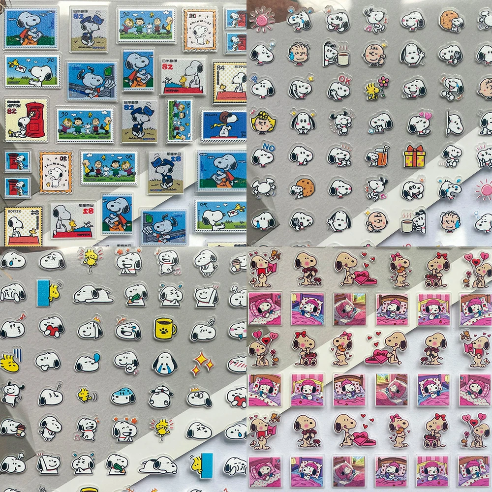 Pvc Mini Cute Cartoon Snoopy Animation Characters Poster Goods Stickers Nail Art Diy Guitar Phone Laptop Graffiti Sticker Gifts