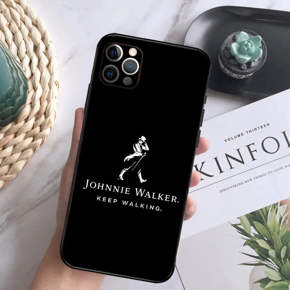 J-Johnnie Walker Logo Phone Case For iPhone15,14,13,12 Mini 11 Pro XR,X,XS,MAX 6S,7,8 Plus Silicone Cover Soft Black