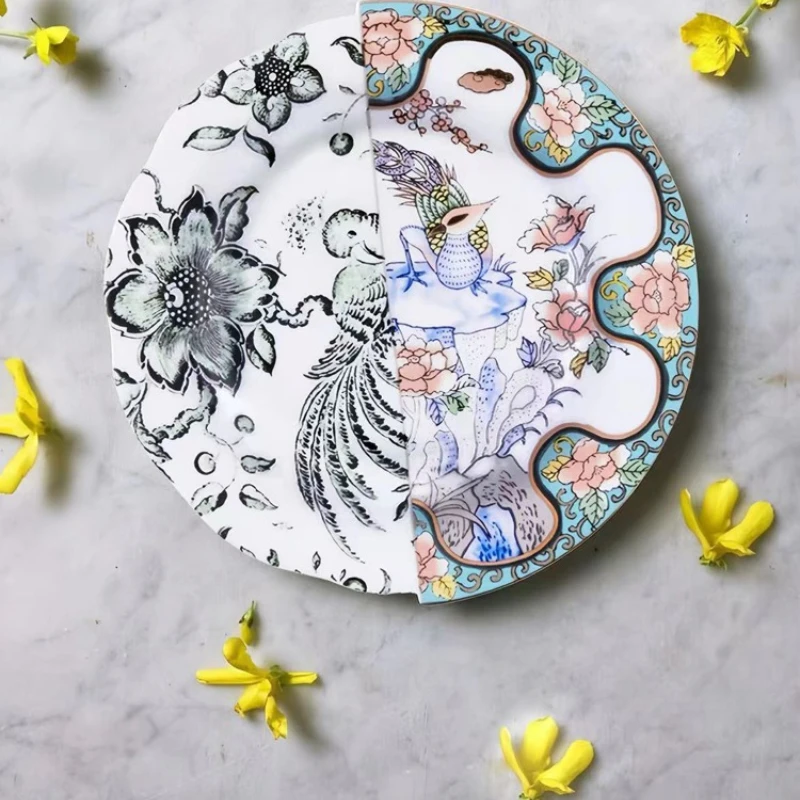 

New Year's gift tableware bowl dinner plate Chinese and Western combination bone china art steak creative decorative plate