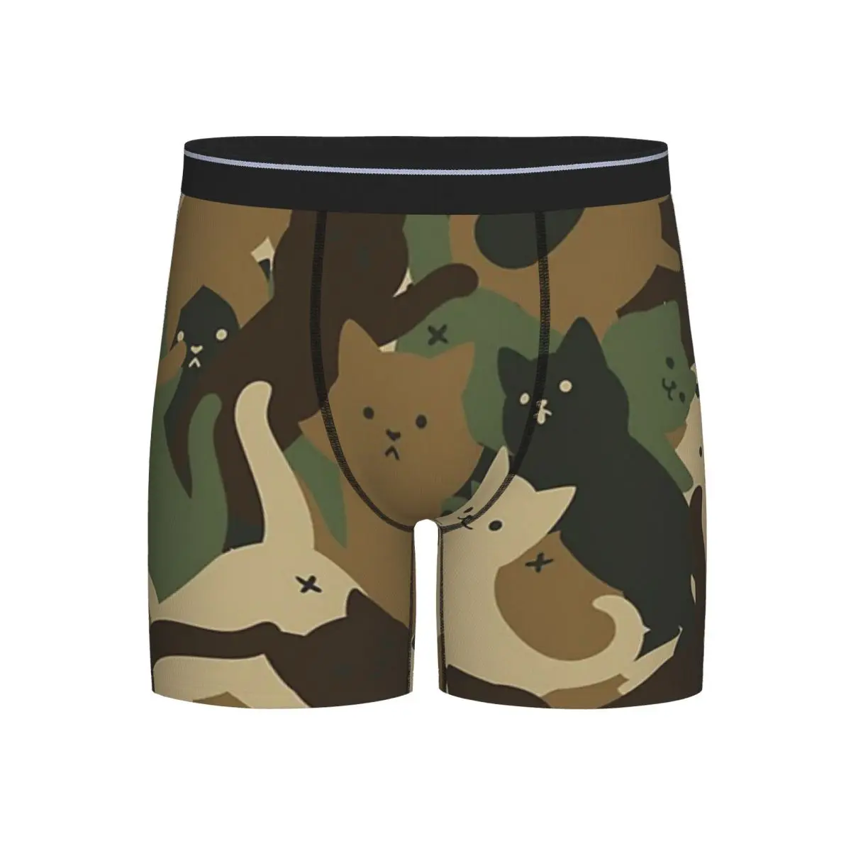 

Long Boxer Underpants Shorts Cats Army Camouflage Panties Male Ventilate Underwear for Homme Man Boyfriend Gift