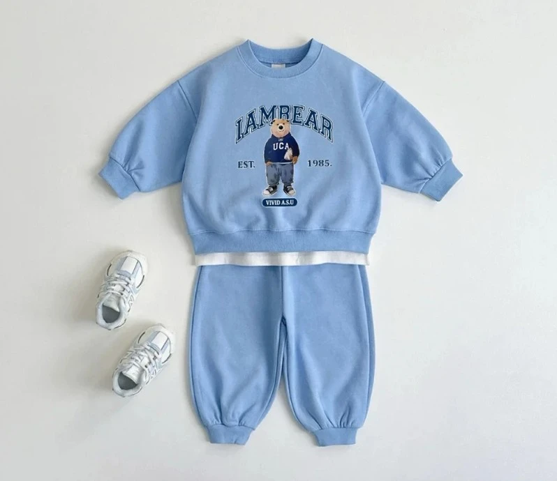 Little Kids Sweet Cartoon Print Sweatshirt Jogger Outfit Baby Infant Autumn Costume Set Children Daily Wear Clothing Child Suit