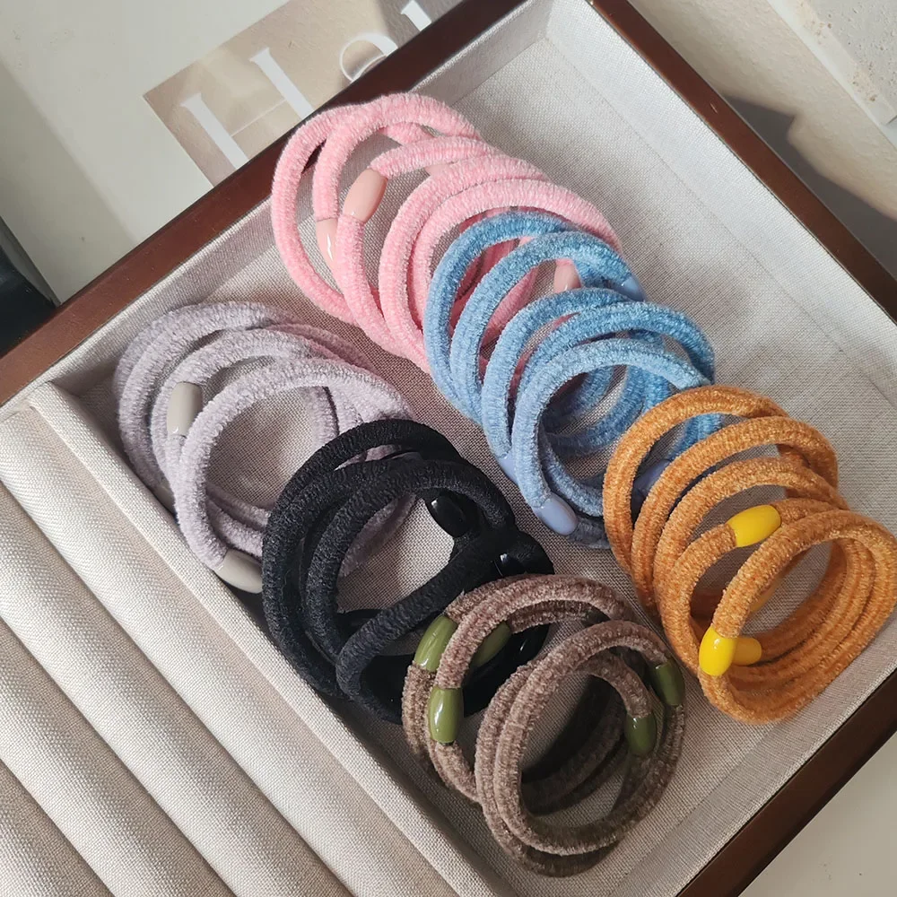 5PC Good High Elasticity Four Season Universal Velvet Hair Ties for Women Girls Ponytail Holder Hair Rings Rope Accessories