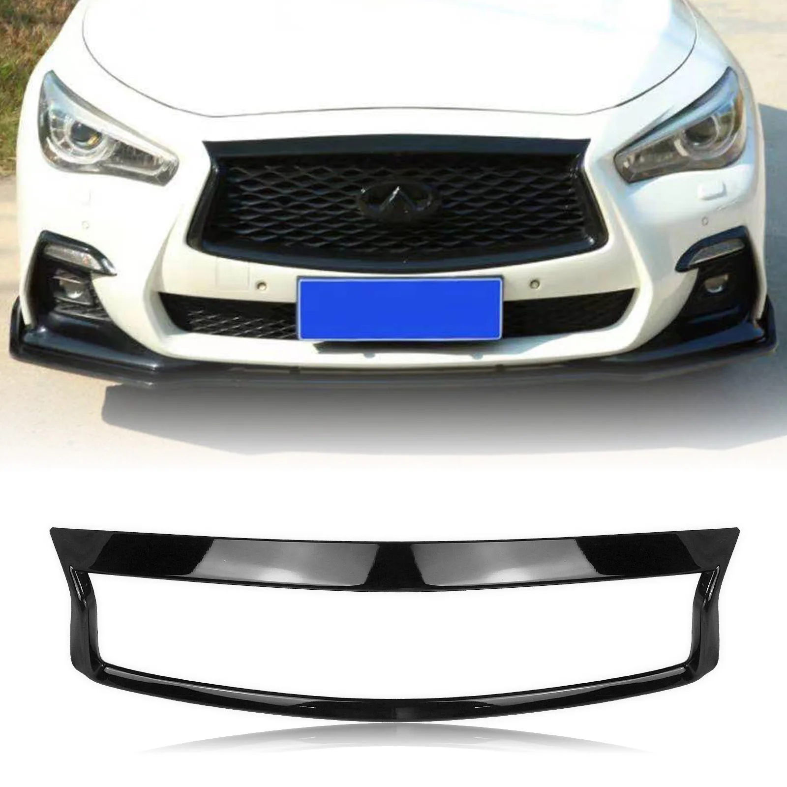 

Olangdn For Infiniti Q50 Q50S 2018 2019 2020-2024 Grill Overlay Bezel Trim Rim Strip Front Bumper Hood Mesh Grille Frame Cover A