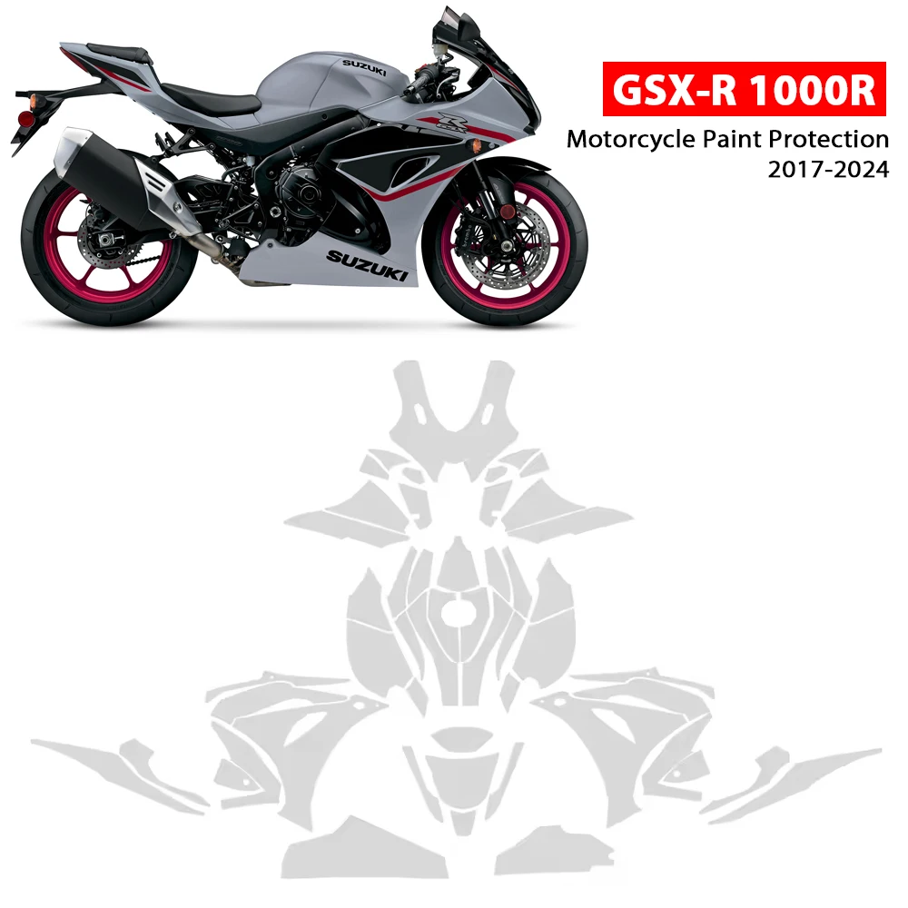 

PPF Motorcycle TPU Paint Protection Film For SUZUKI GSXR1000R GSX-R1000R 2017-2024 Fairing Protection Clear Anti-scratch
