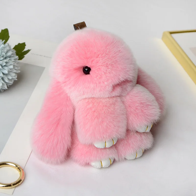 New colorful plush toys Cute Rabbit Puffy KeyChains Handmade Bags Pendant Fashion Ornament Car Keychain Gifts Kids Toys 10cm