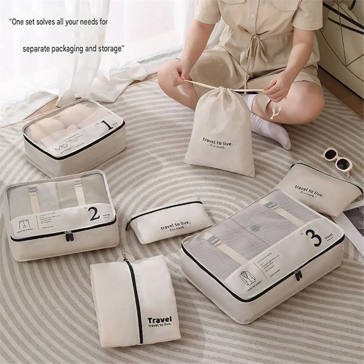 【MUST-HAVE LIST】 Seven-Piece Travel Storage Bag Set for Clothes, Shoes, and Toiletries