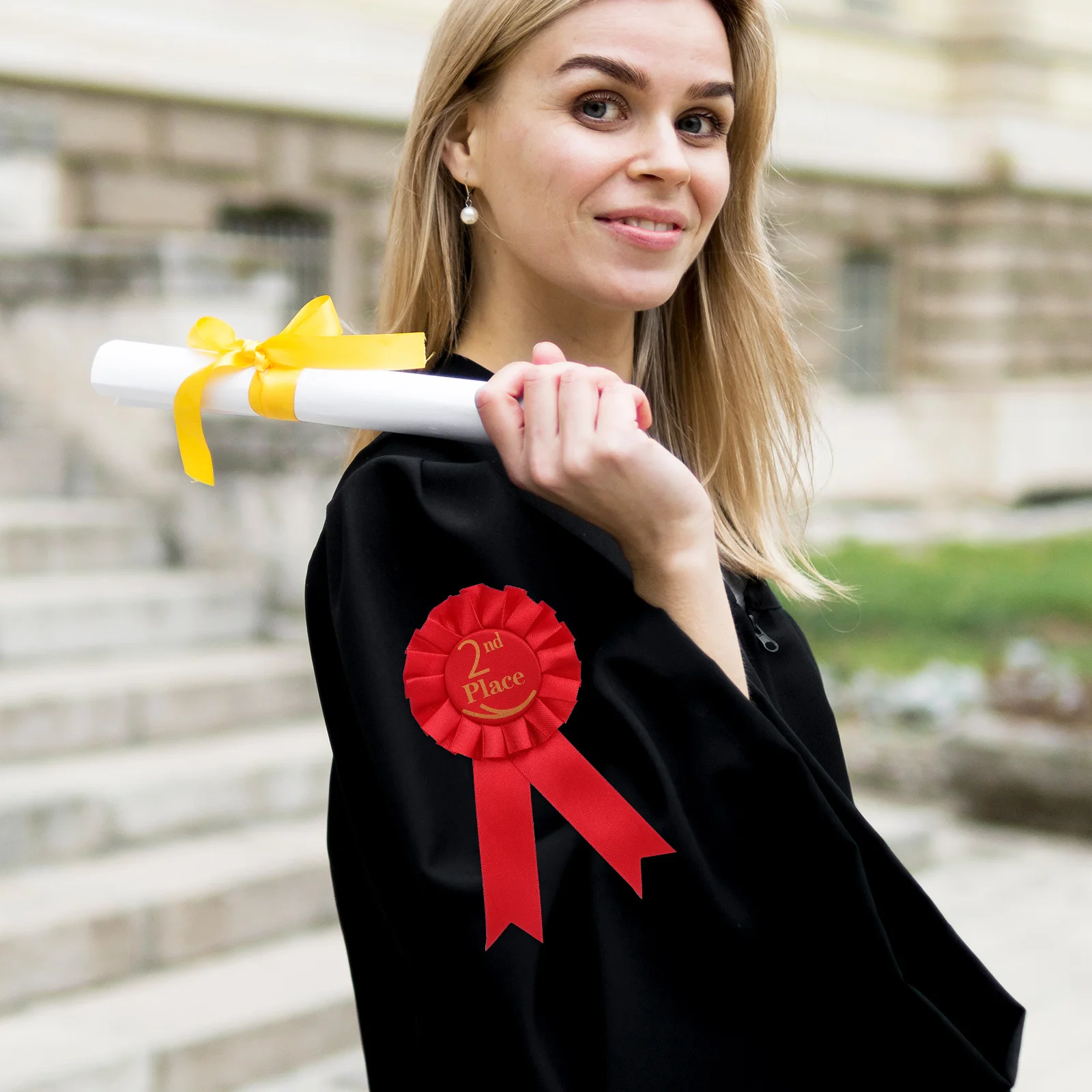 6 pcs Award Ribbons Set Tinplate Rosette Badges For 1St Prize Competition Sports Event School Party Decoration