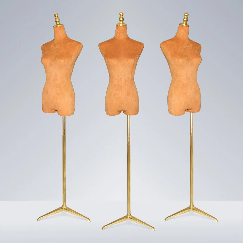 Silk Fabric Wood Arm Adjustable Female Model and Holder Display Dress Window Display Model of Female Upper Body 1PCS