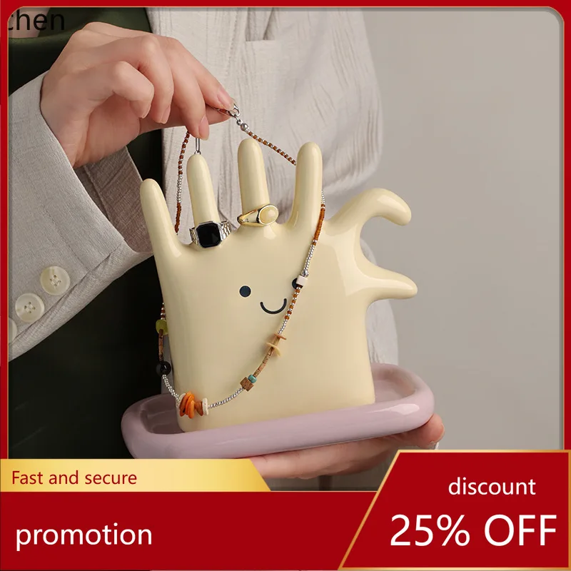 YFY Cute Heart-Shaped Finger Ornament, High-End Ring and Earring Jewelry Storage, Creative Home Decoration for Girls