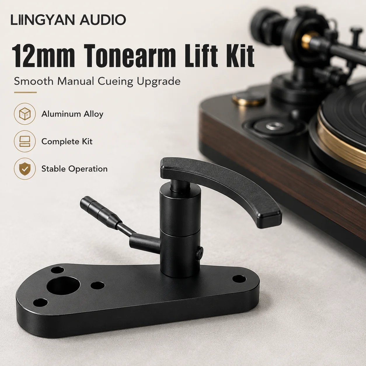 Turntable Tonearm Lifter 12mm Manual Cueing Lift Stand Kit Aluminum Alloy for Vinyl Record Player HiFi DIY Repair