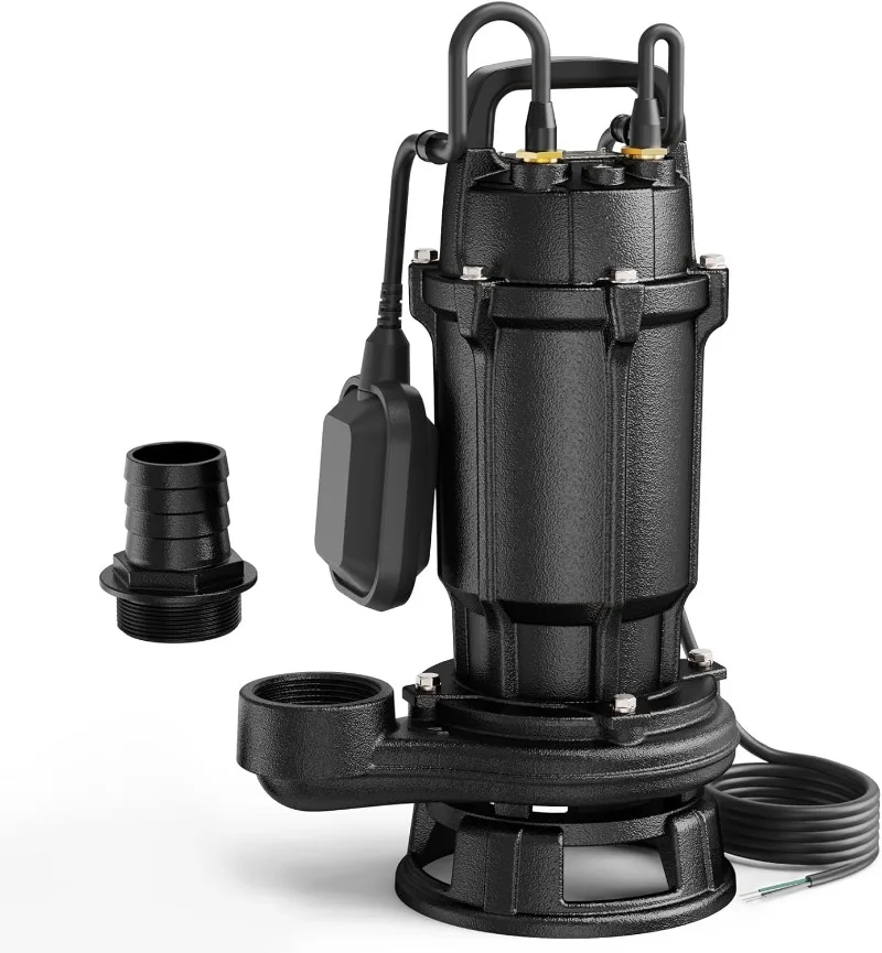 

1 Sewage Grinder Pump, 220V 4200 GPH Sewage Pump 2 inch Discharge with Auto Float Switch for Basement Sump Basin a