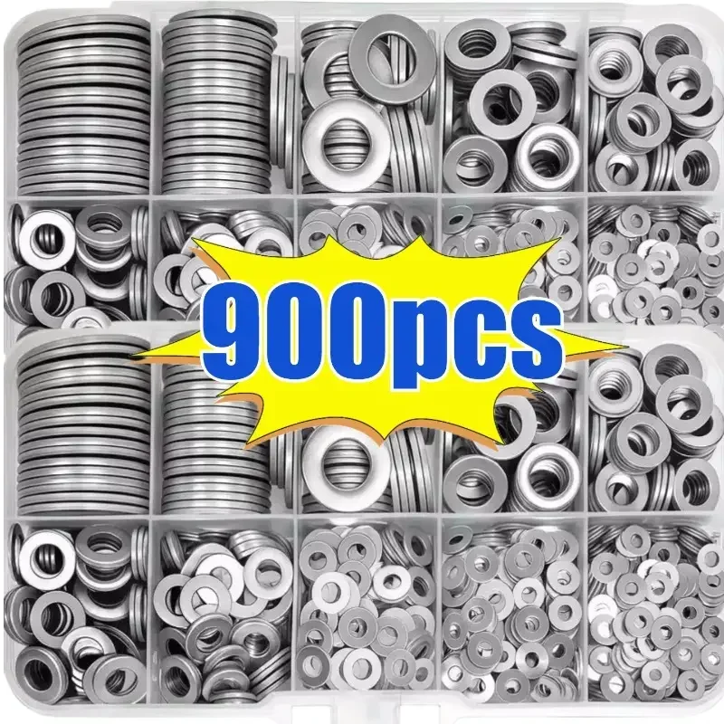 900pcs Boxed Flat Washer Set M2-M12 O-Type Flat Washers