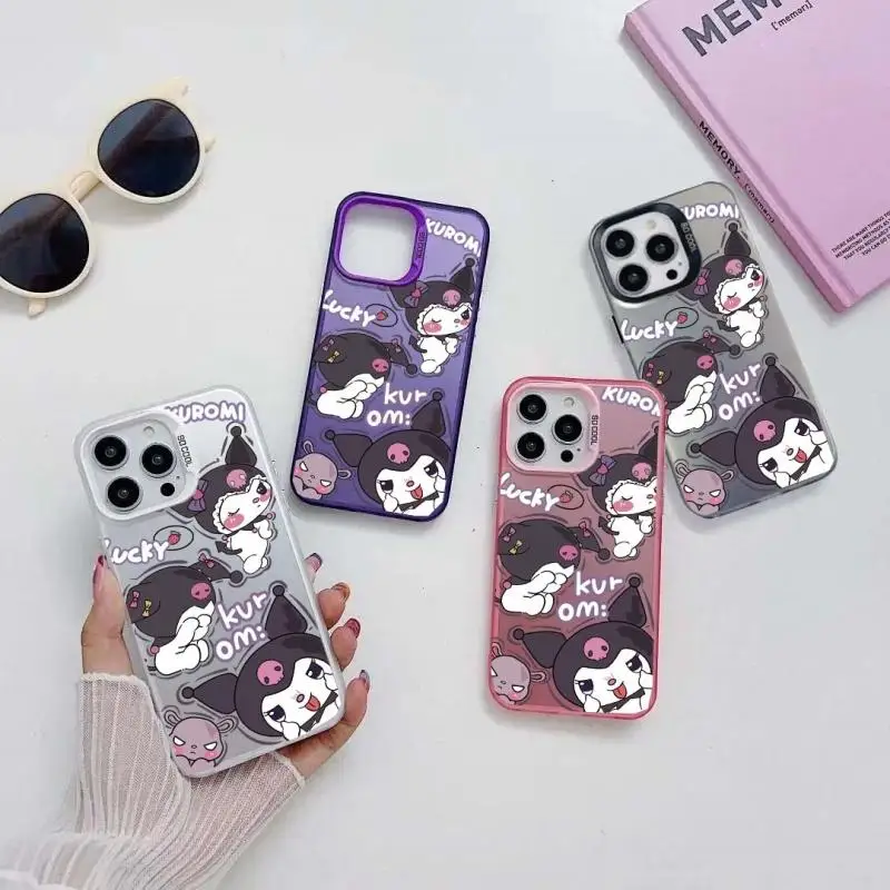 Sanrio Kuromi Happy Phone Cases For IPhone 16 15 14 13 12 11 Pro XS Max Plus X XR 8 Plus Cartoon Cute Shockproof Cover Y2K Girl