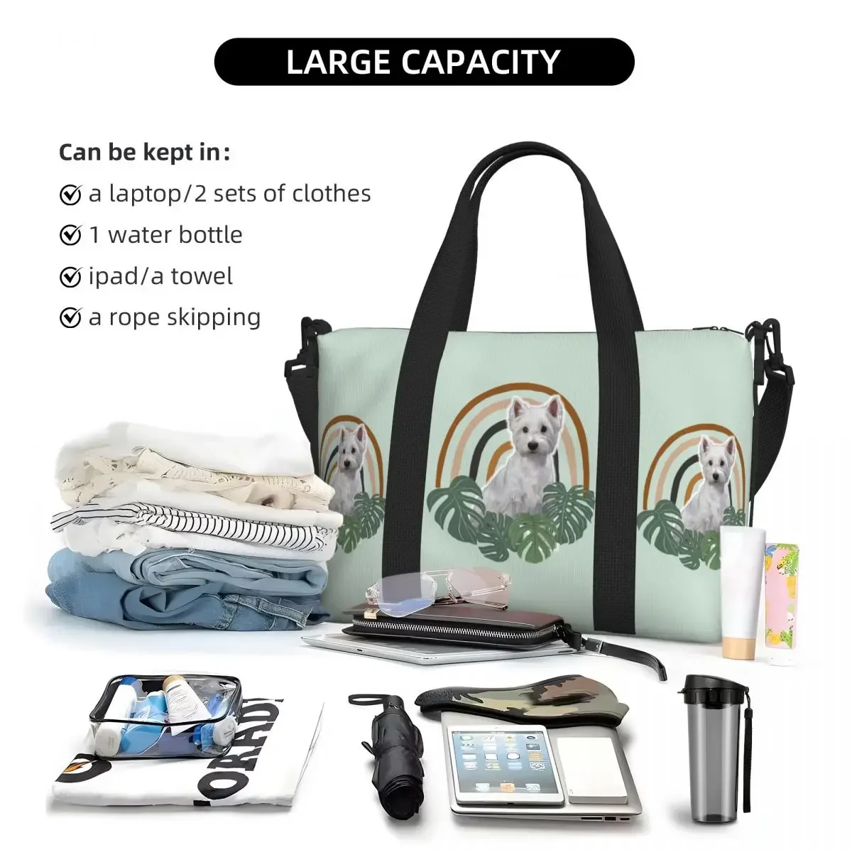 Custom Westie Grocery Shopping Tote Bags Women Large Capacity West Highland White Terrier Lover Dog Beach Gym Travel Bags