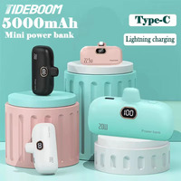 Tideboom Portable Power Bank 2000/5000mah Capsule Mobile Power Supply Emergency External Battery Fast Charger for  iphone Type-c