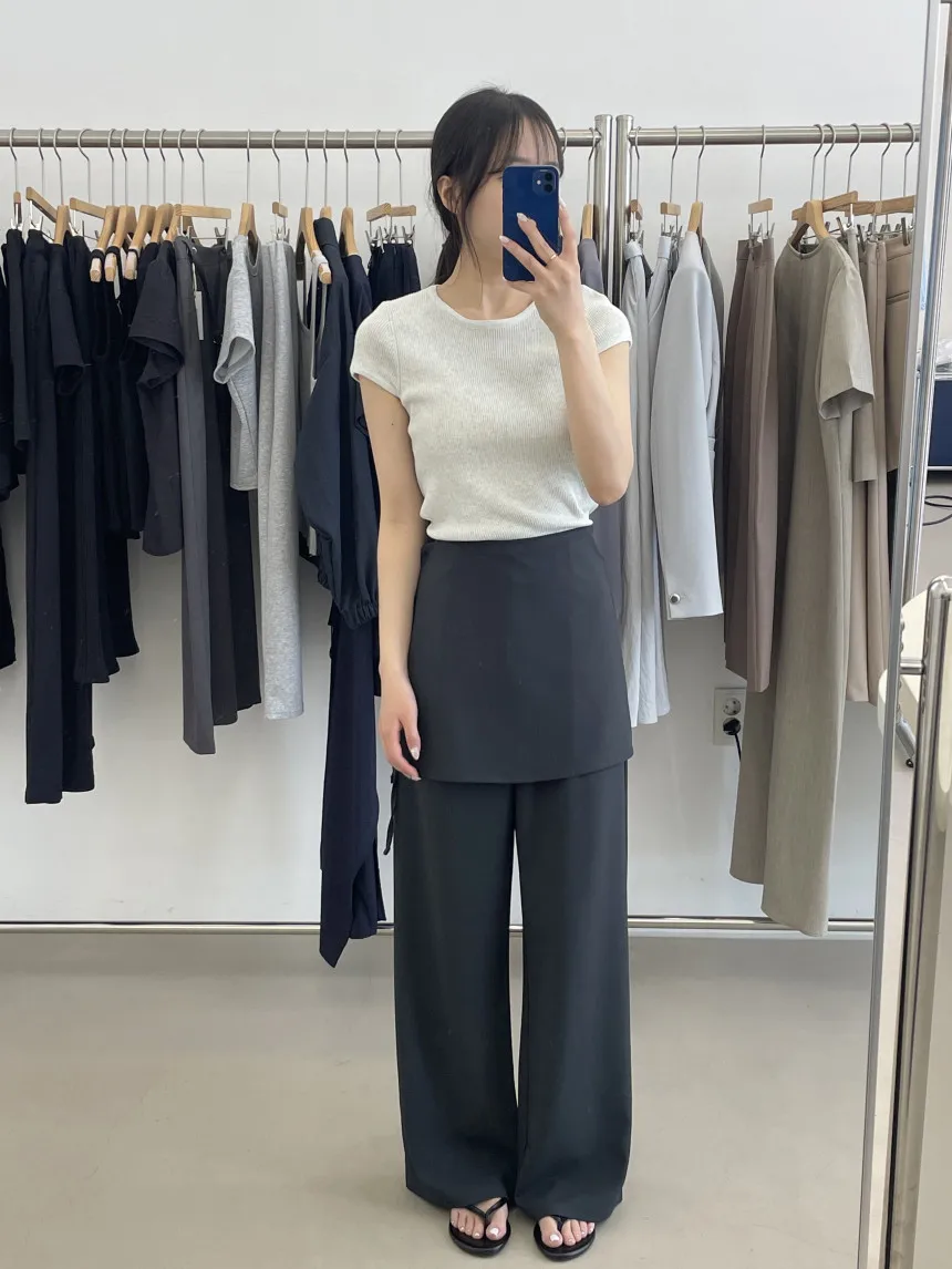 

Костюм из двух предметов: брюки с высокой талией и прямым кроем и короткая юбка, повседневный комплект в корейском стиле из полиэстера, женская мода, лето 2025