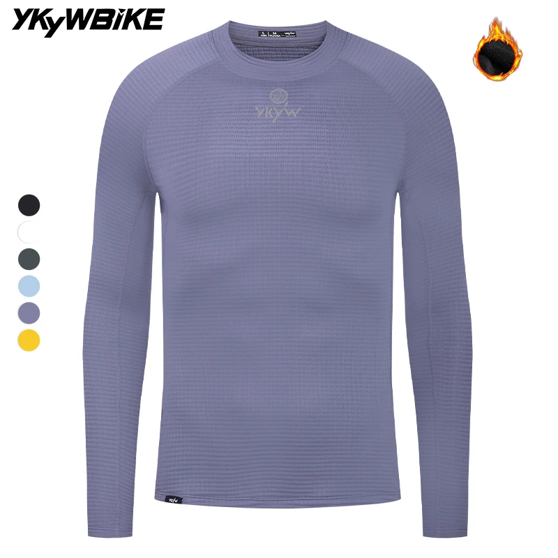 YKYW Winter Men's Cycling Long Sleeve Base Layer Vest 2025 Thermal Fleece Bicycle Underwear MTB Road Bike Shirt Base Undershirt