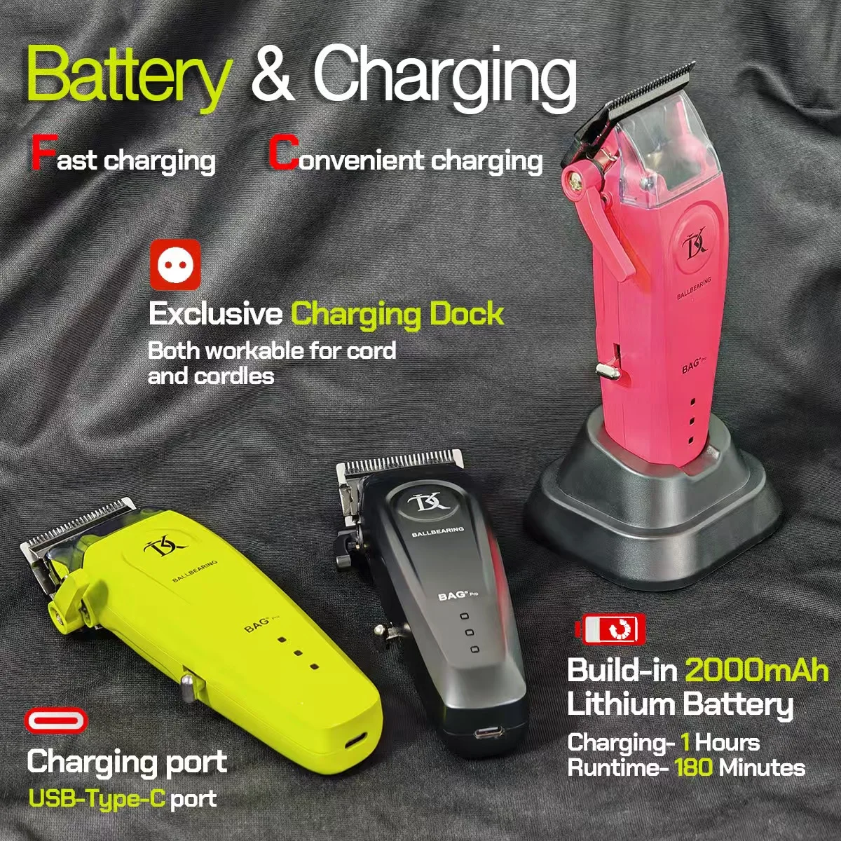 DK-079 Men's Professional Hair Clipper 7200RPM Brushless Motor 10W Full Metal Body DLC Ceramic Titanium Plated Blade Trimmer