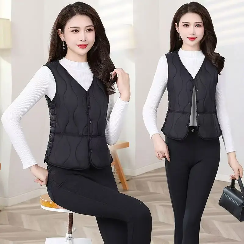 Chaleco ortopé forrado de Fce para mujer, ropa interior cálida en V, Jaet de algodón coreano Sle, Otoño Invierno, recién llegado, chaleco Faion para mujer