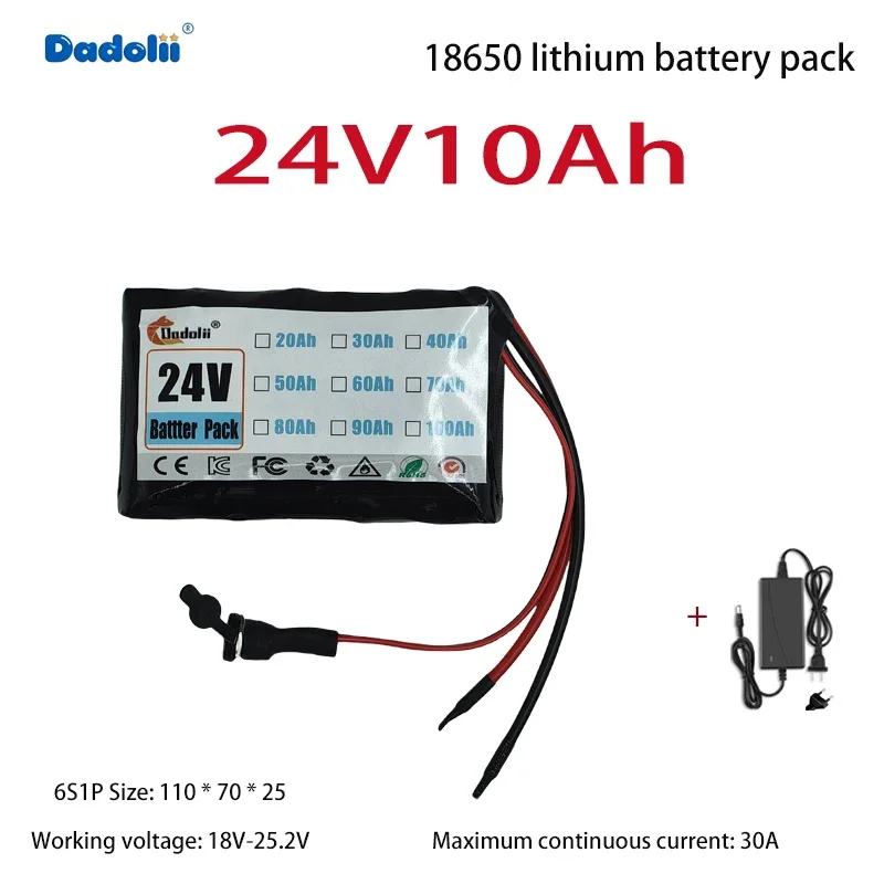 حزمة بطارية ليثيوم 24V10Ah 6S1P، خلايا بطارية جديدة مع 1200 رسوم وعمر ممتد #2