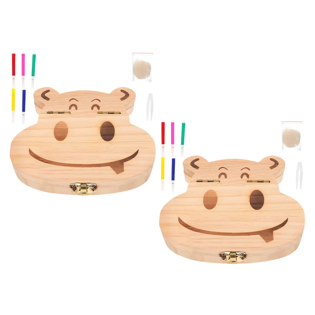 

2 set Baby Storage Children'S Tooth ganizer Box Wooden Container Kids Keepsake Secure Lid Beige Color organizer