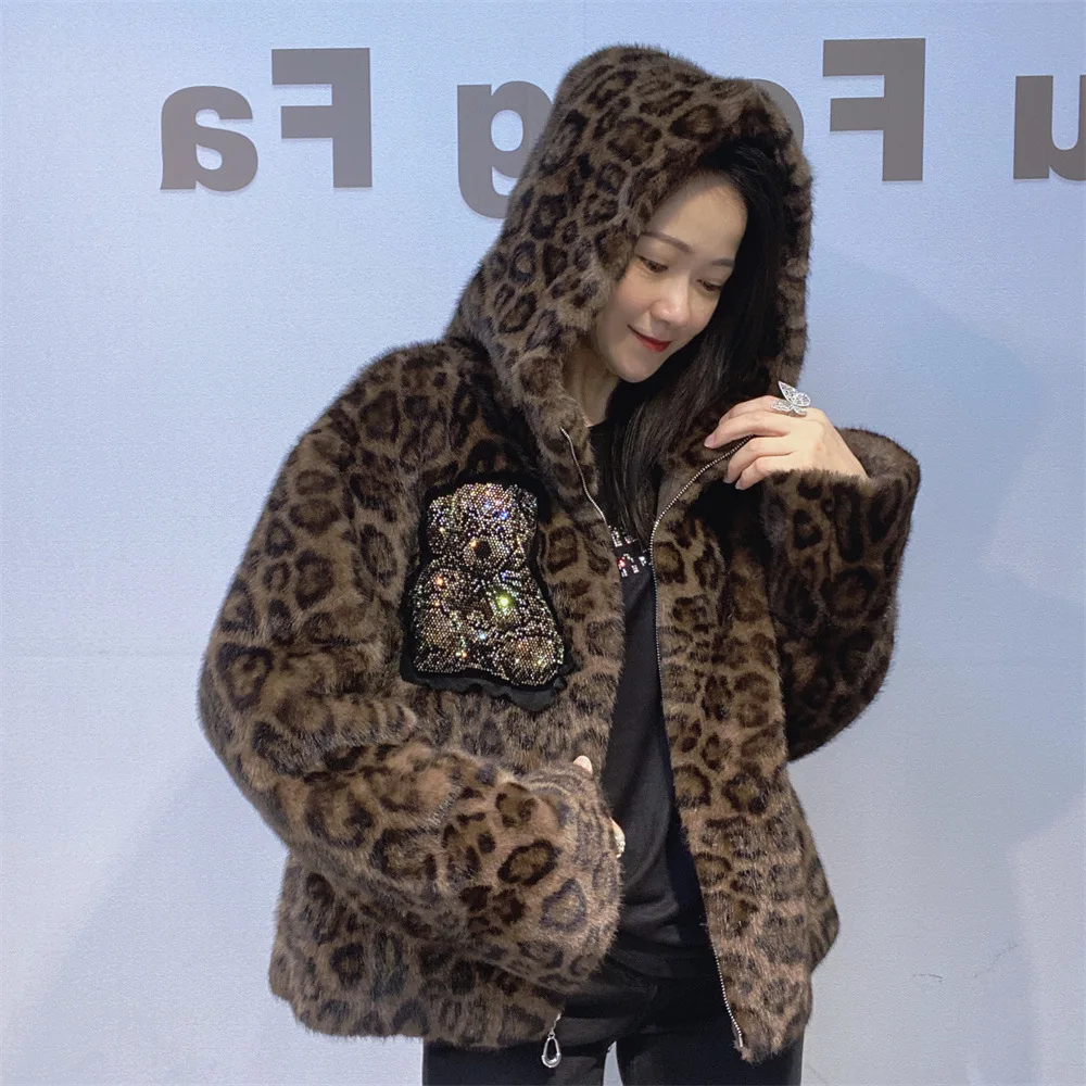 Moda inverno grosso quente jaquetas femininas casual dos desenhos animados urso diamantes zíper cardigan casacos com capuz Куртка Ж onderdelen