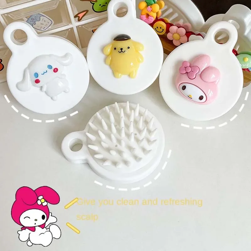 Miniso Sanrio Hello Kitty My Melody Kuromi Cute Silicone Massage Comb Scalp Anti-Itch Cleaning Brush Interesting Gifts