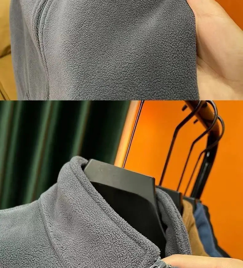 Herbst-Winter Polar Fleece Weste für Herren Winddichte Outdoor Warme Ärmellose Doppelseitige Jacke 2024 Plüsch Stehkragen Freizeitweste – Detail 3