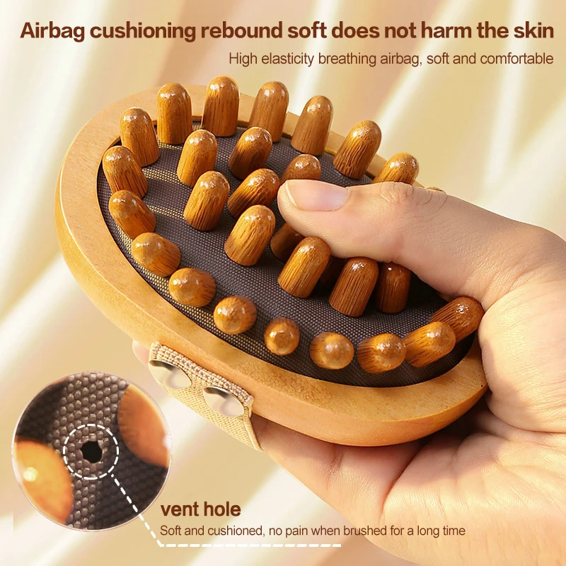 

Body Anti Cellulite Cushion Meridian Brush Multi-Functional Wooden Spa Air Cushion Massage Hair Comb Scalp Body Massage Brush