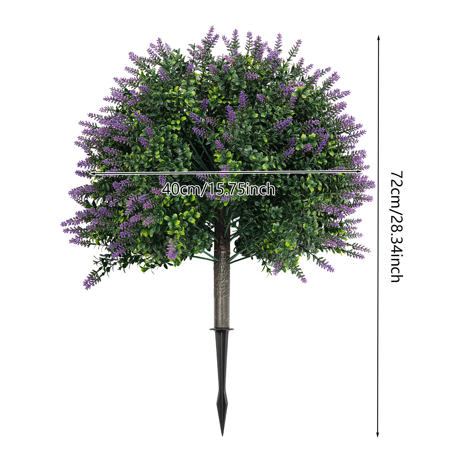 2Pcs Artificial Lavender Plants with Ground Spikes, Fake Lavender Flowers UV-Resistant for Indoor Outdoor Garden Balcony Front Door Decor, 40x72cm Purple Green view 7