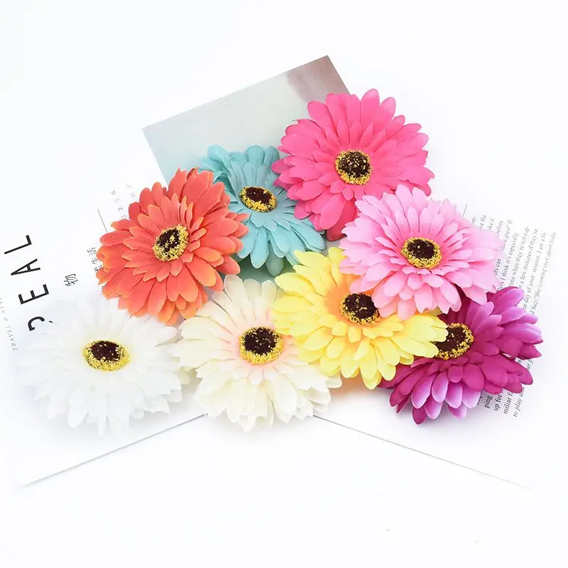 50/100 Stück Künstliche Blumen aus Seide, Gerbera-Blumen für Wanddekoration, Hochzeit, Brautaccessoires, Ausverkauf, Scrapbooking, Heimdekoration, DIY-Geschenkbox – Detail 14
