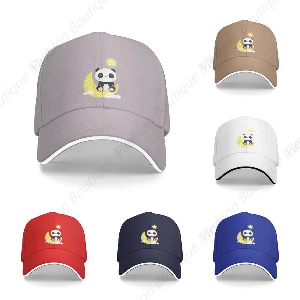 

Casual Cute Panda Sitting On The Moon With Clouds And Stars Sandwich Cap Men Women Outdoor Sport Travel Sun Visor