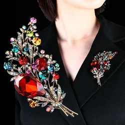 Big Flower Crystal Brooch For Women Fashion Brooch Pin Bouquet Rhinestone Brooches Scarf Clip Wedding Jewelry