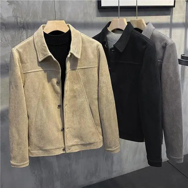 

Мужская куртка с откидным воротником из искусственной замши, весенне-осеннее повседневное пальто для мужчин