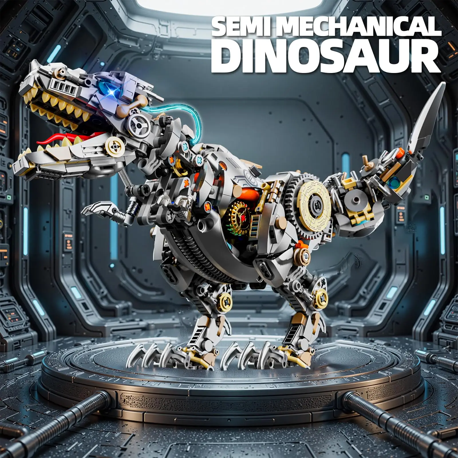 

1268 шт. строительные блоки динозавров, механическая модель T-Rex, обучающая игрушка для украшения рабочего стола «сделай сам», праздничный подарок для детей и взрослых