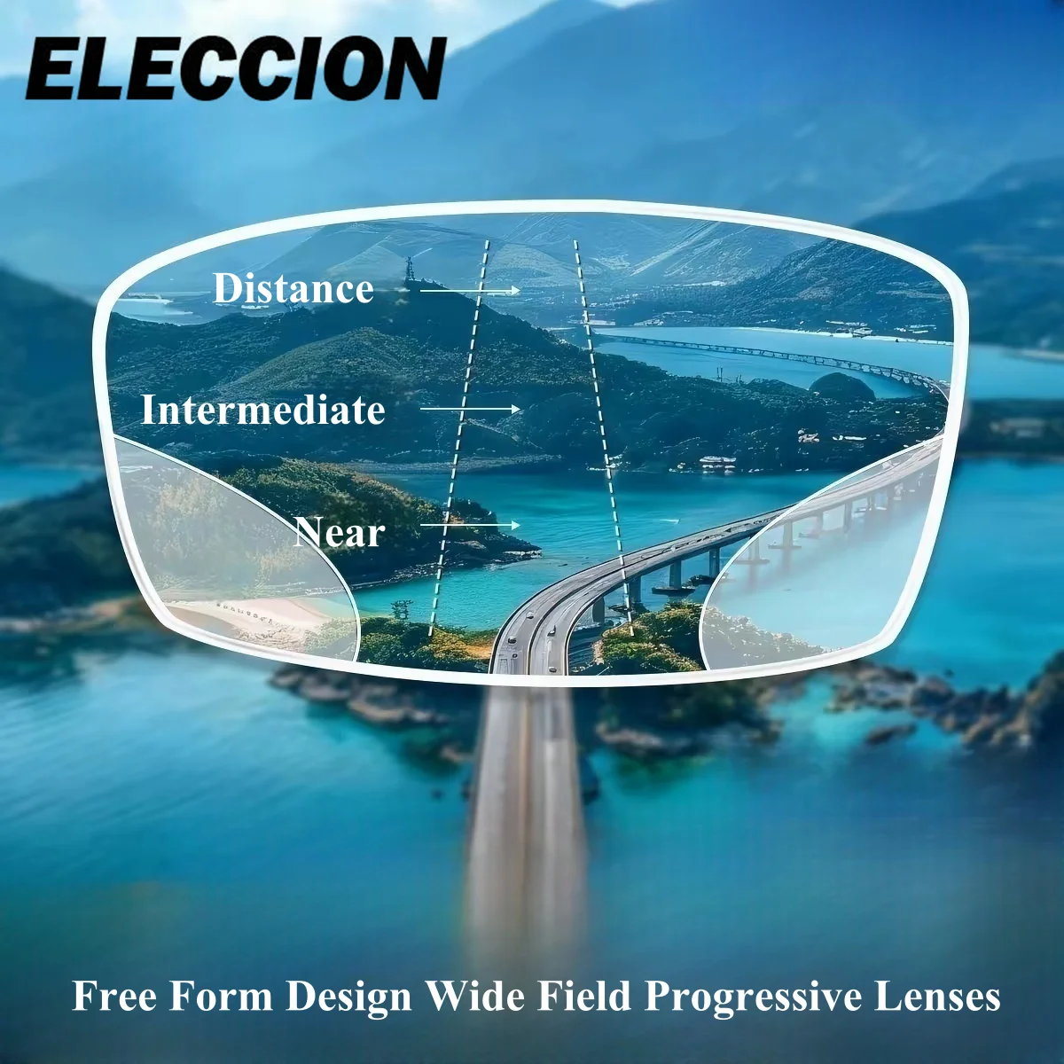 Eleccion Brand Free Form Multifocal Lenses Digital Aspherical Bifocal Anti Blue Ray Wide Field Progressive Glass
