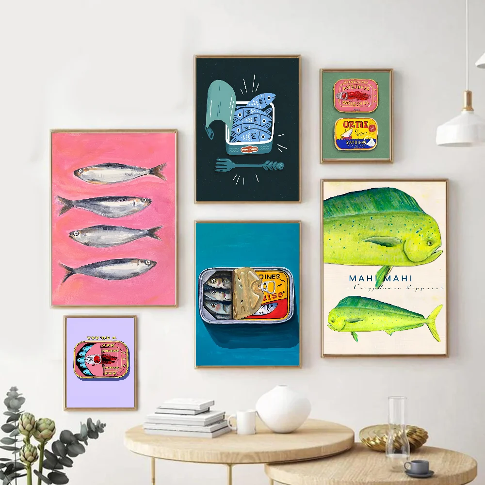 

Colorful Sardine Lobster Fish Ocean Classic Movie Posters Vintage Room Bar Cafe Decor Nordic Home Decor