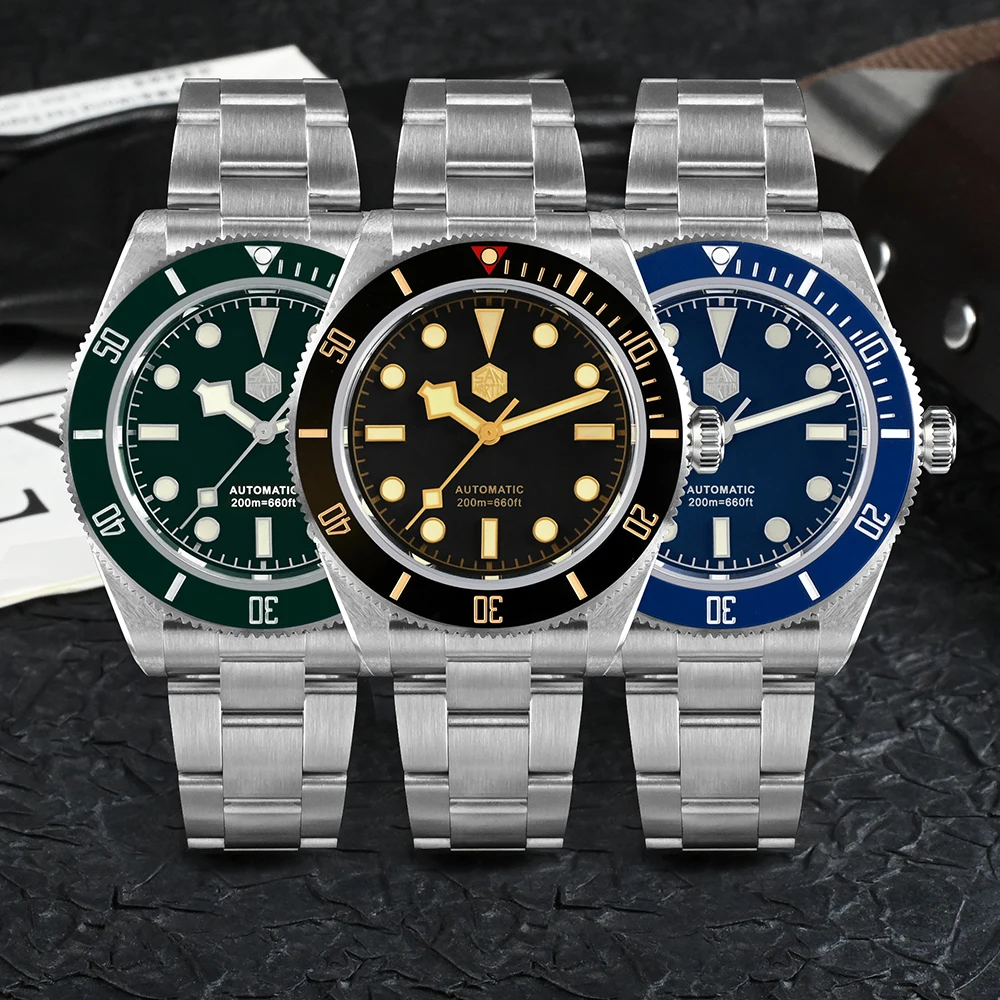 San Martin BB58 Luxury Men Watch 40mm Classic Retro Diver PT5000 Automatic Mechanical Watches Sapphire Waterproof 200m Luminous