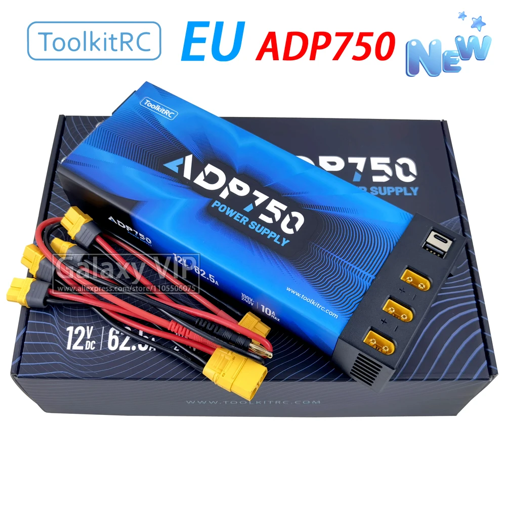 ToolkitRC ADP750 Netzadapter Blau 750W DC12V 62.5A XT60 USB Tap-C Fernsteuerung Modellfahrzeug, Schiff, Drohne Peripheriezubehör M8D M9 M6D M7 M8P Geeignet für DC-Ladegeräte und Smart-Geräte