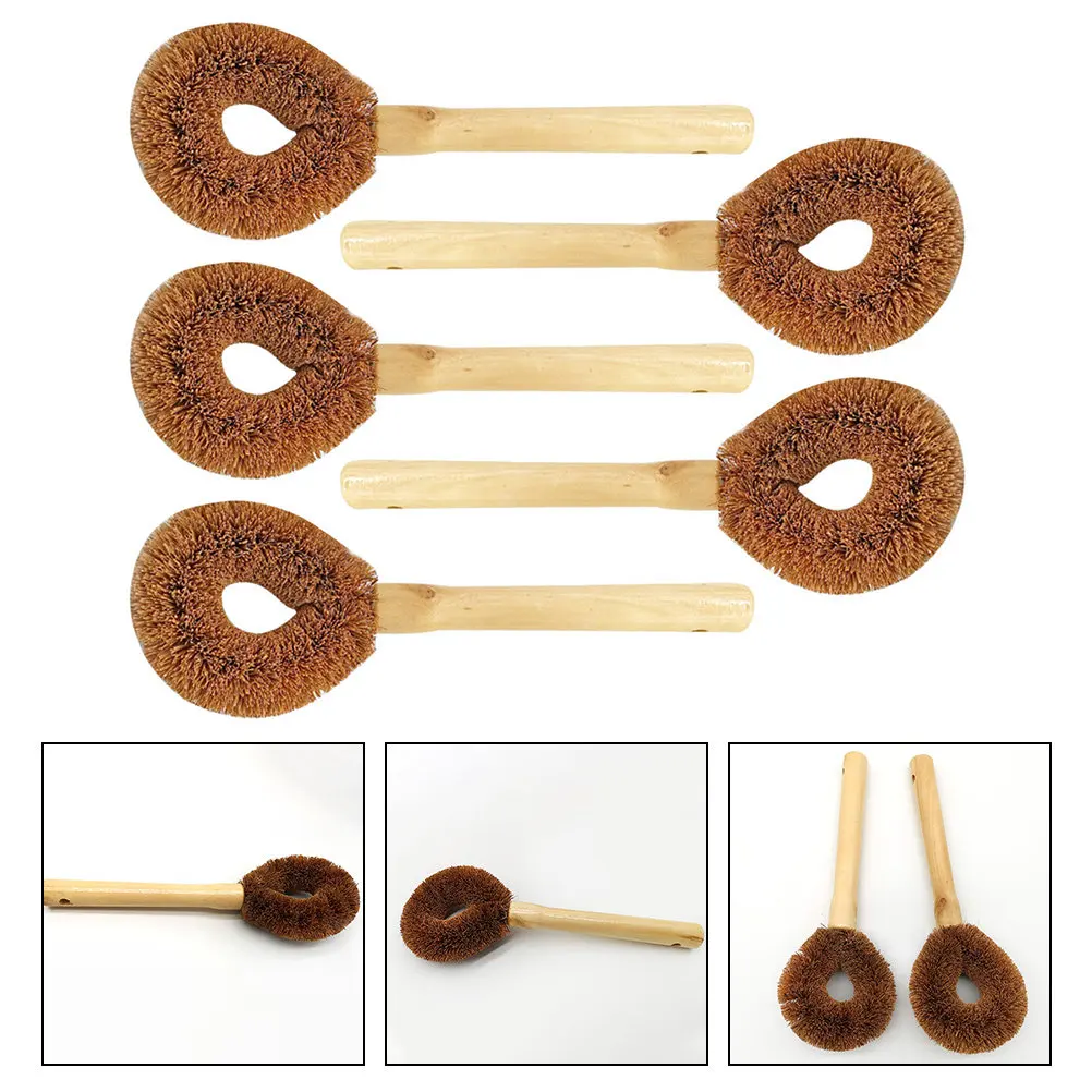 5Pcs Pot Brush Wood Handle Scrub Brush Kitchen Dish Cleaning Hard-to-Reach Corners Pans Bowls Kitchen for Dishes
