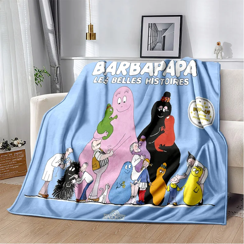 Les Barbapapa Family Anime Cartoon Blanket,Soft Throw Blanket for Home Bedroom Bed Sofa Picnic Travel Office Cover Blanket Kids