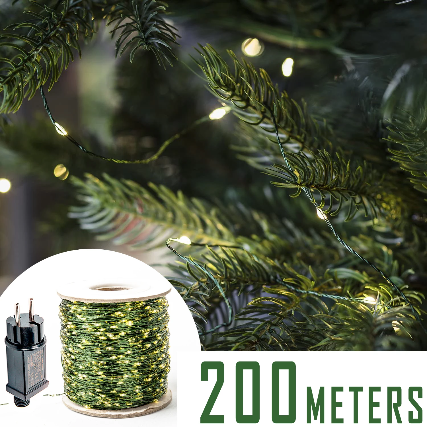 Pop 200M 2000LED Green Wire Fairy String Light Garland With Waterproof For Christmas Outdoor Wedding Garden Patio Room Decoratio