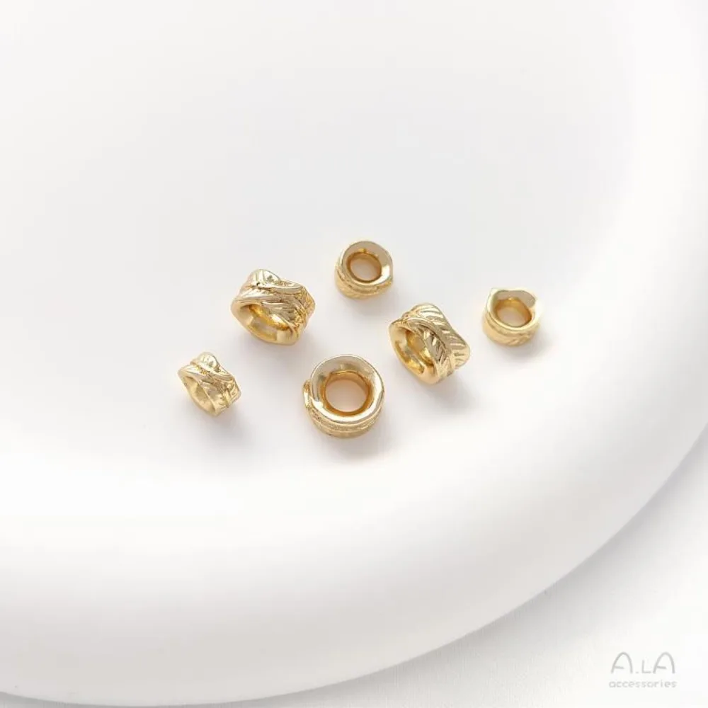 النحاس 14K الذهب اللون ورقة ثقب كبير حبة ريشة حبة فاصل اليدوية سوار ذاتي الصنع قلادة الاكسسوارات والمجوهرات اليدوية