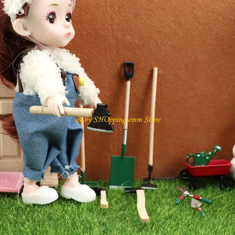 23GD Ensemble d'outils jardinage miniature poupées réalistes avec 12 outils miniatures pour 1/12 Dollhouses Scene Afficher