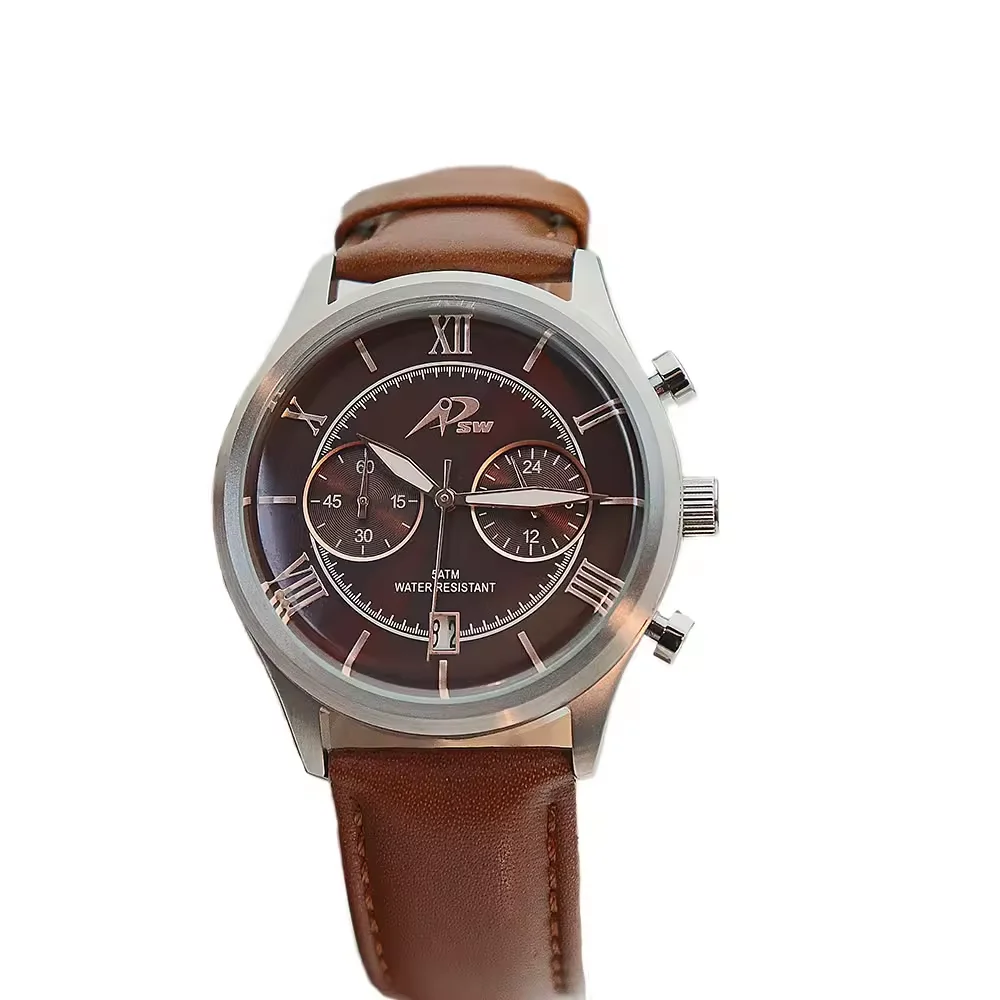 For  stainless steel case watch  leather strap customized logo watches for men watch stainless steel