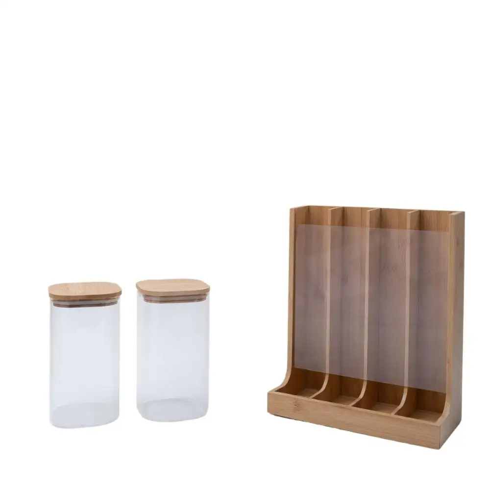 2 Pots Glass Kit with 1.4L Bamboo Lid and Door Bamboo Capsules-Oikos