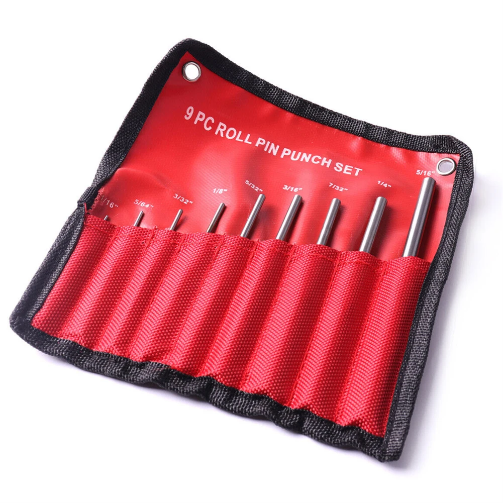 9pcs Roll Pin Punch Set Punch Tool With Portable Bag Spherical Tip Removing Repair Tools Pin Punch Set For Watch Repair