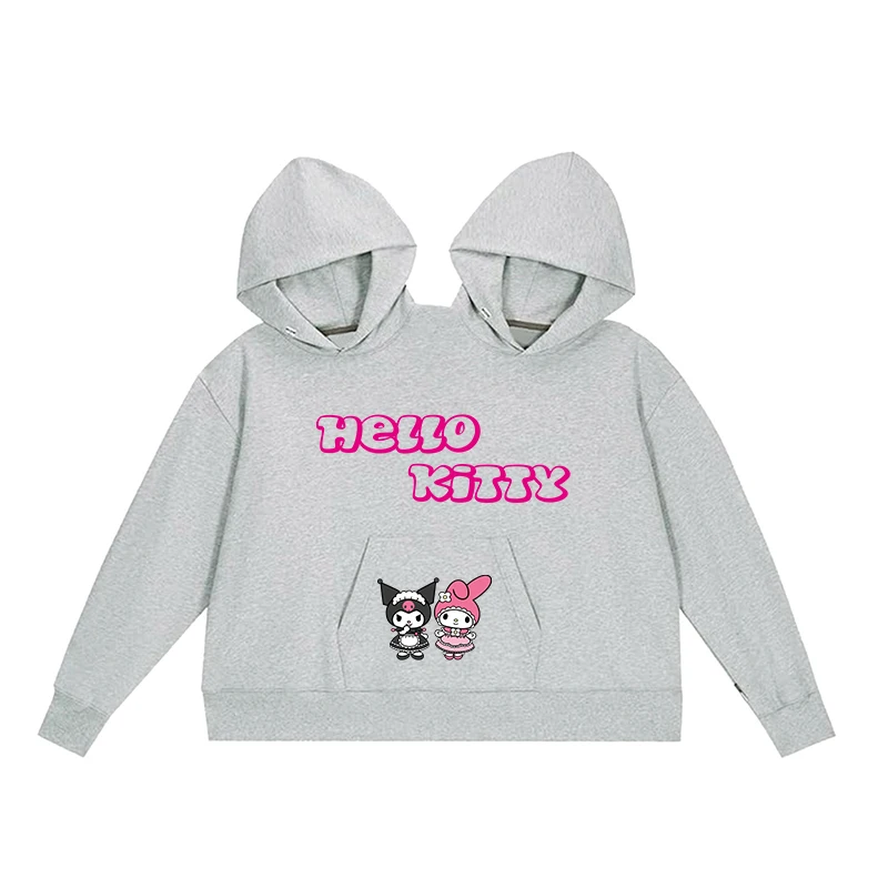 Hello Kittys Funny Couple Hooded Sweater Kawaii Sanrios Cartoon Autumn Winter Best Friend Intimate One-Piece Sweatshirt for Two