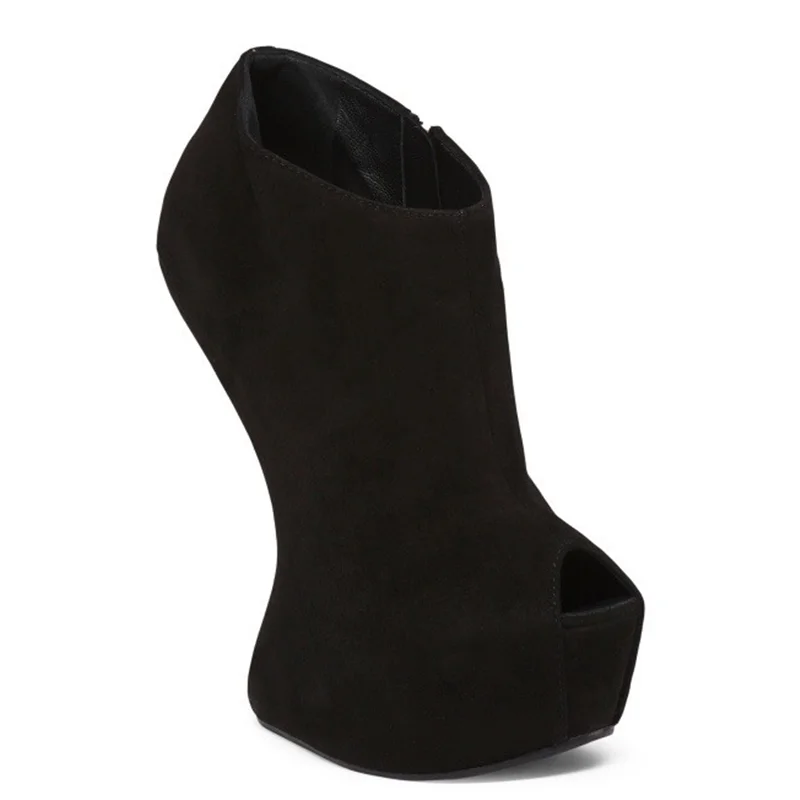Suede Peep Toe Platform Ankle Boots Sexy Pointed Toe Fretwork Heels Zipper Customized New Arrivals Fashion Women Modern Boots